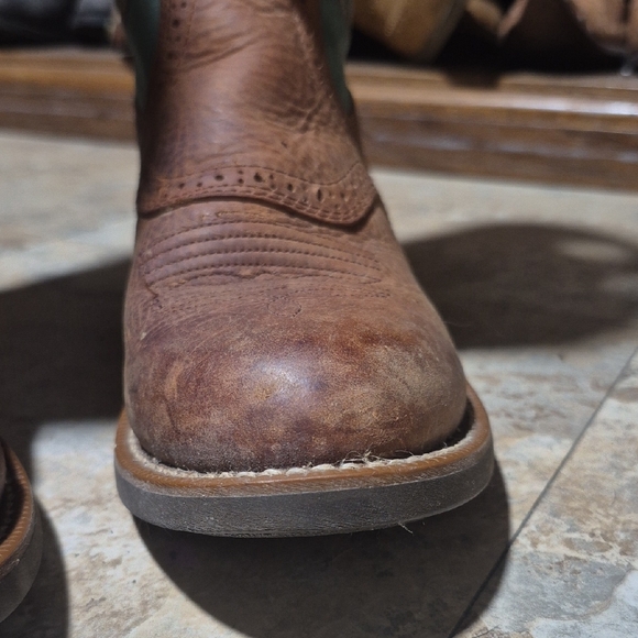 Ariat 14” Heritage Buckaroo Tall Western Boots 14101 Brown Teal Leather 8.5B - Picture 4 of 16
